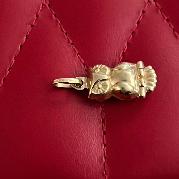 14k Italian Gold Owl Pendant - Picture 4 of 5
